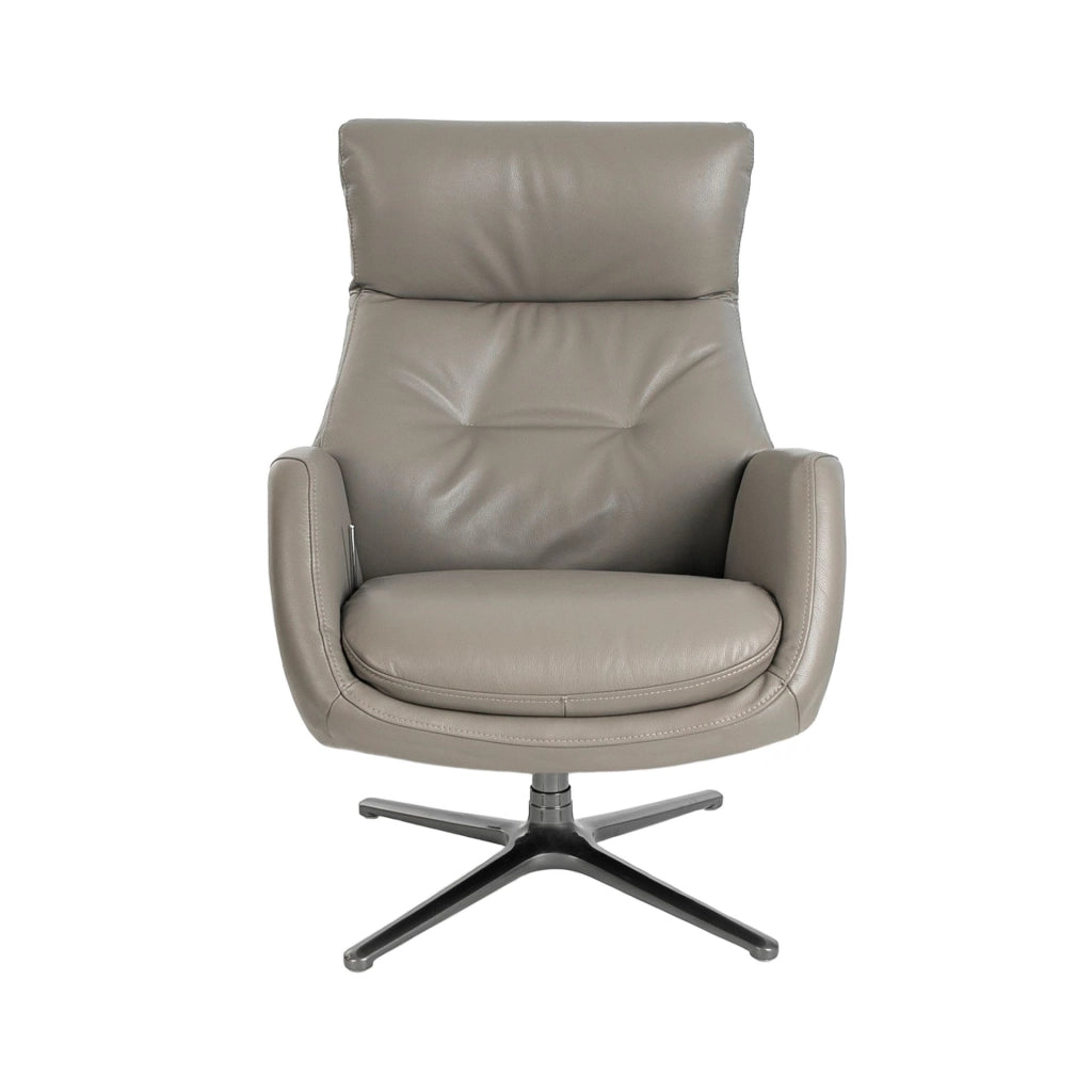 Poltrona girevole in pelle grigio scuro