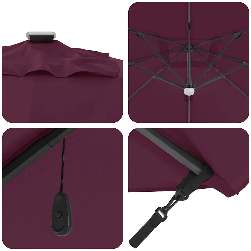 Ombrellone-Ombrello da giardino balcone Rosso Bordeaux 351 x 250 x 253 cm