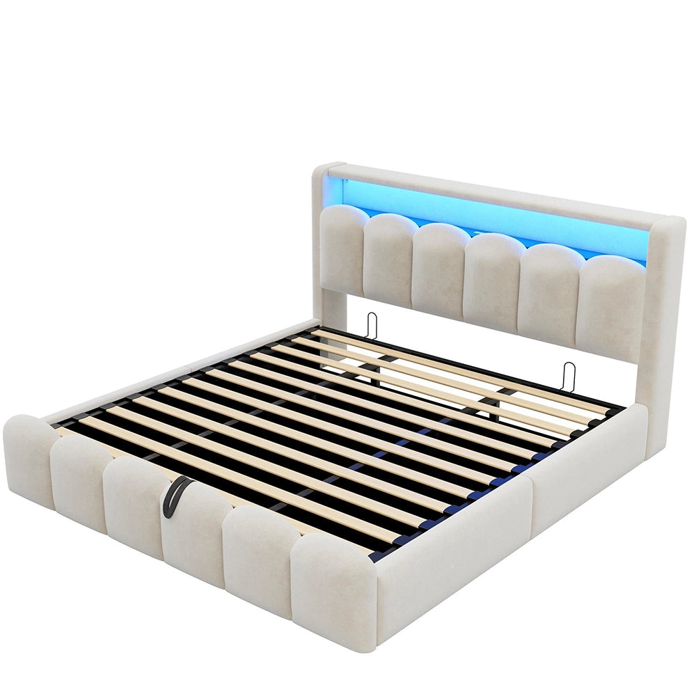 Letto 180x200cm?- Xylo - velluto petali USB beige