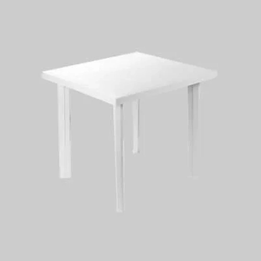 Trade Shop - Tavolo In Plastica Da Giardino Tavola Quadrata Bianco 80x75xh72cm Resistente 908604 -