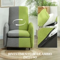 Poltrona Relax Reclinabile con Poggiapiedi Estraibile, Copertura di Ricambio e Seduta con Molle, Grigio