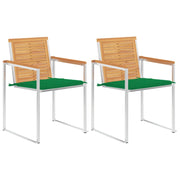 Sedie da Giardino 2 pz con Cuscini in Legno di Teak e Acciaio cod mxl 24297