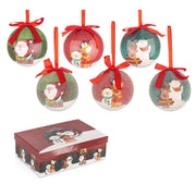 CONFEZIONE 6 PALLINE BIZZOTTO BABBO NATALE RENNA BLAINE D7,5