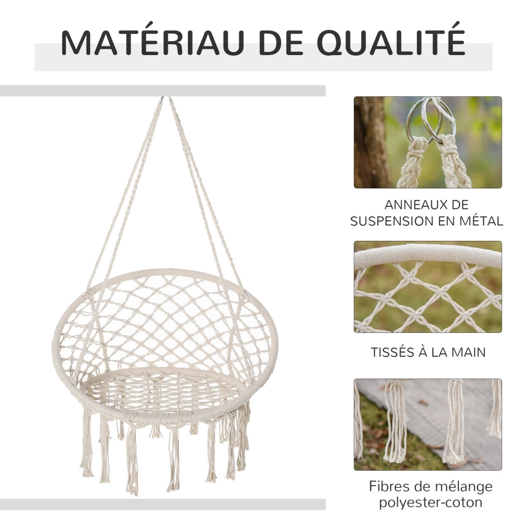 Poltrona a dondolo sospesa ¨C zephmum ¨C beige in cotone e poliestere ?80x42H