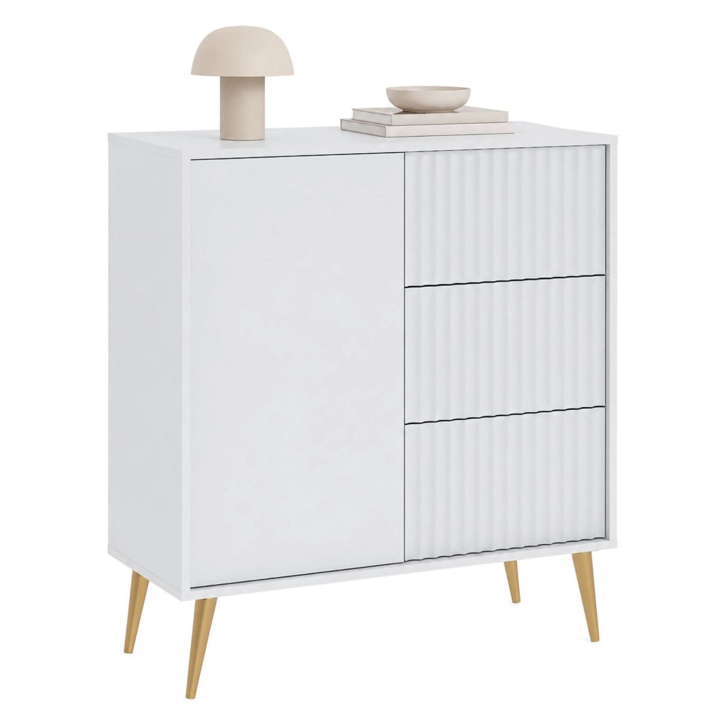 Madia Lemihapa, Credenza 3 Cassetti, 91x40x98h cm Bianco