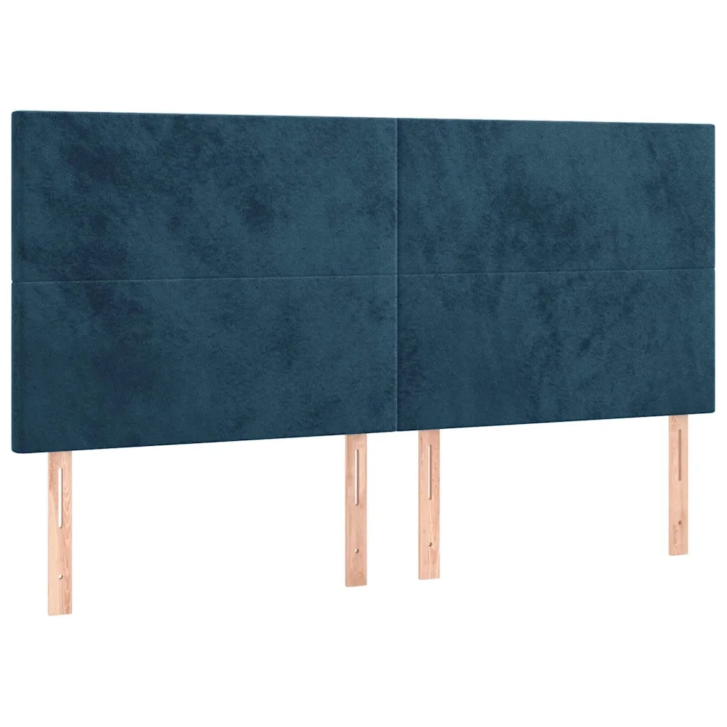 Giroletto a Molle con Materasso Blu Scuro 200x200 cm in Velluto