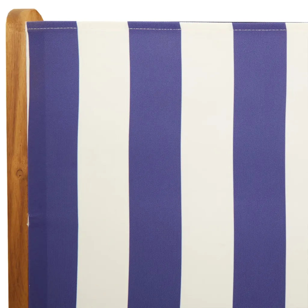 Sedie da Giardino Reclinabili 4 pz Blu e Bianco Tessuto e Legno