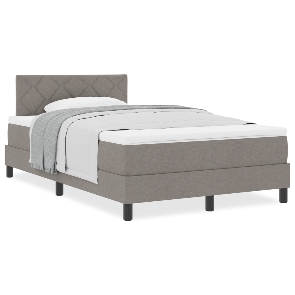 Letto Box Spring con Materasso Taupe 120x190 cm Tessuto