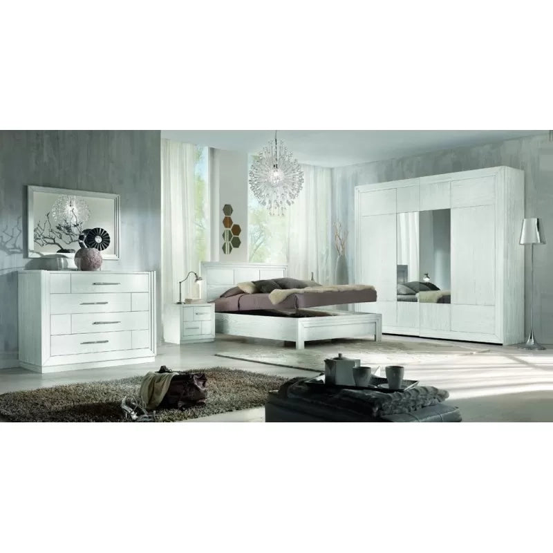 Letto matrimoniale shabby legno bianco frassino con contenitore 185x210x117 - Mobili 2G