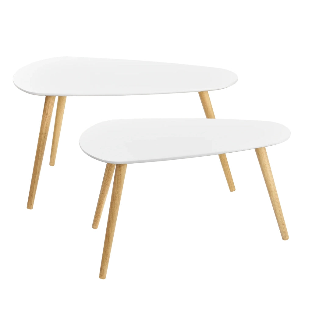 Set di 2 tavolini da caffè di diverse dimensioni design per soggiorno MDF pino 45,5 x 80 x 40 cm e 40,5 x 68 x 36 cm bianco opaco 03_0005777