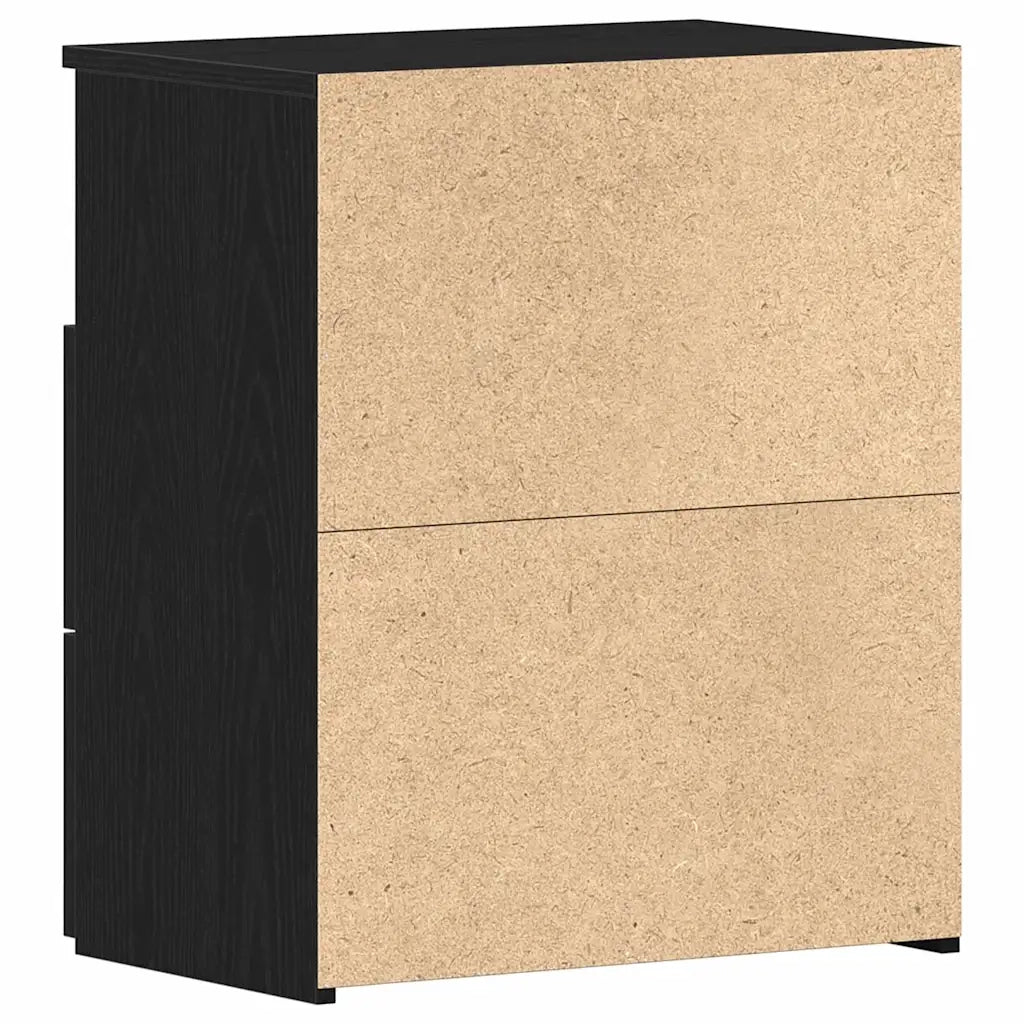Comodino 2 pz-Set di 2 Tavolino da notte Rovere Nero 50 x 32 x 60cm Legno multistrato