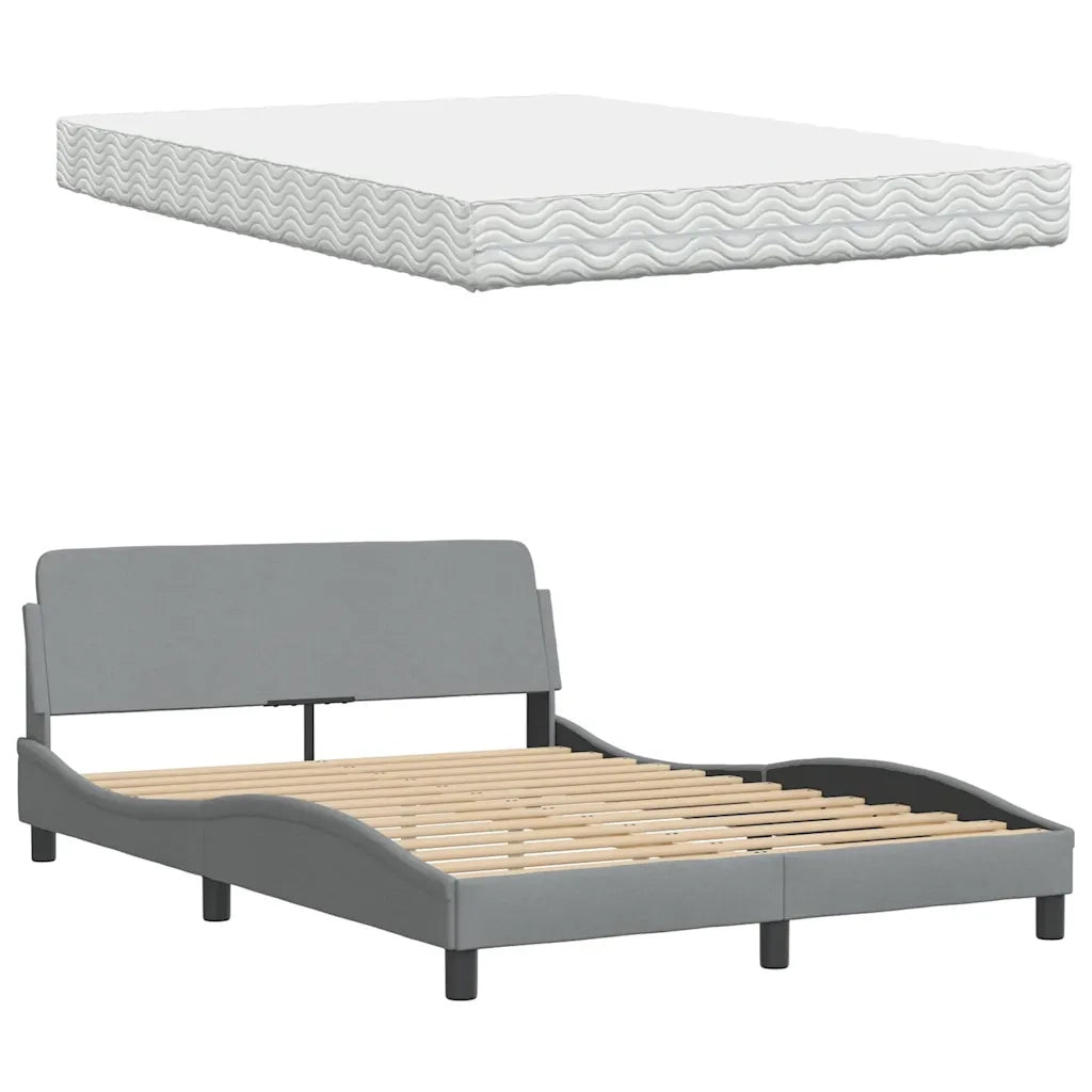 Letto con Materasso Hanko Grigio Chiaro 140x190cm Tessuto 3310524