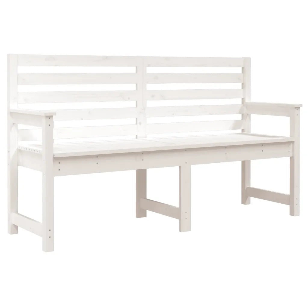 Panchina da Giardino | Panca da Giardino Bianca 159,5x48x91,5cm Legno Massello di Pino
