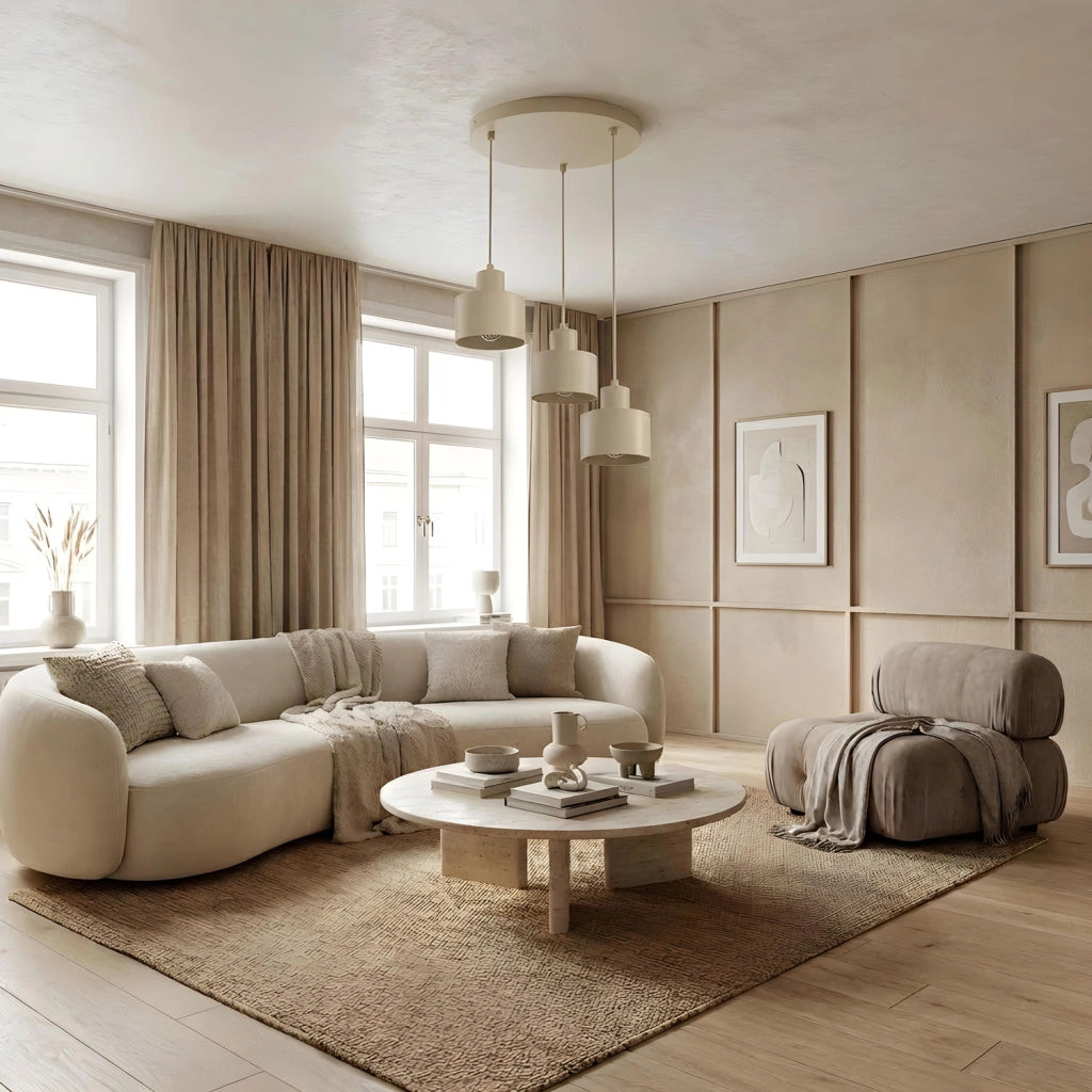 Lampada a sospensione minimal beige 3xE27 Parkla