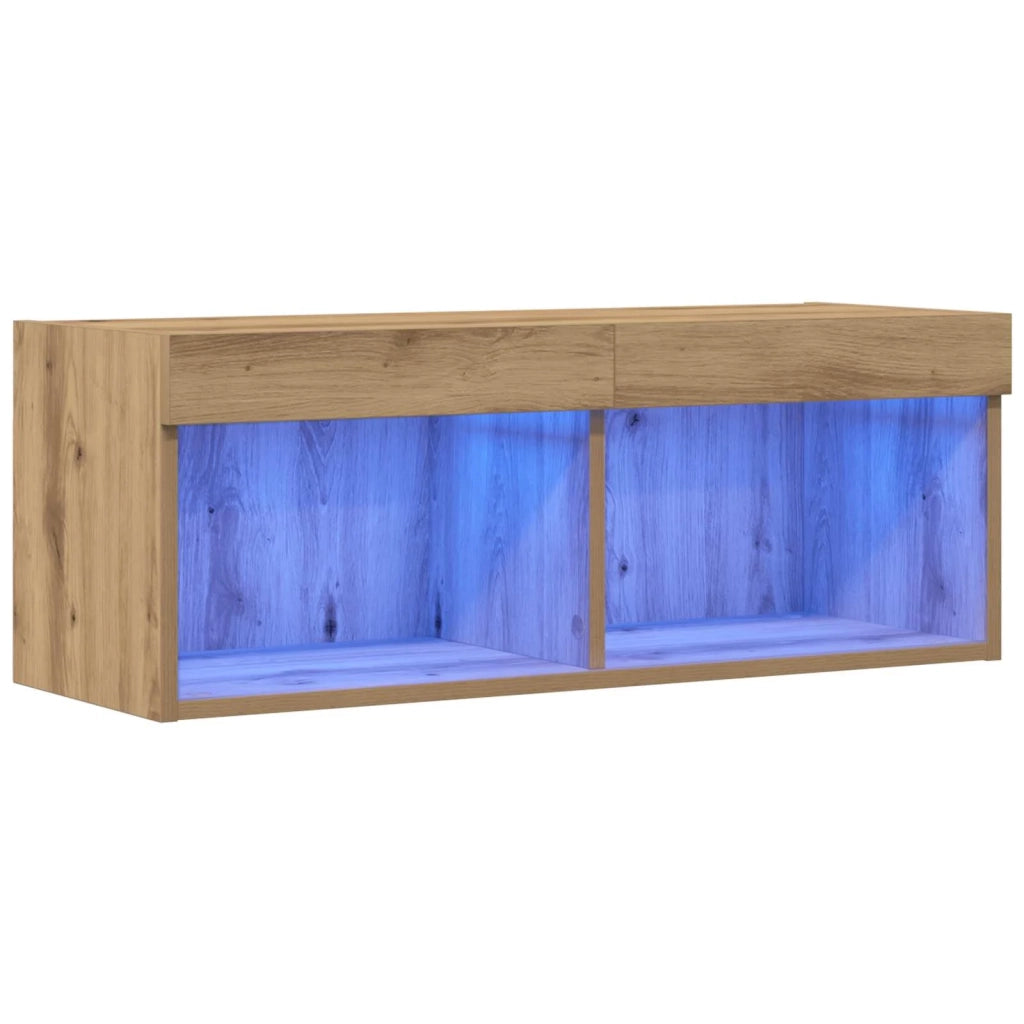 Set mobile TV con led rovere artigianale 80 x 30 x 30 cm 862202