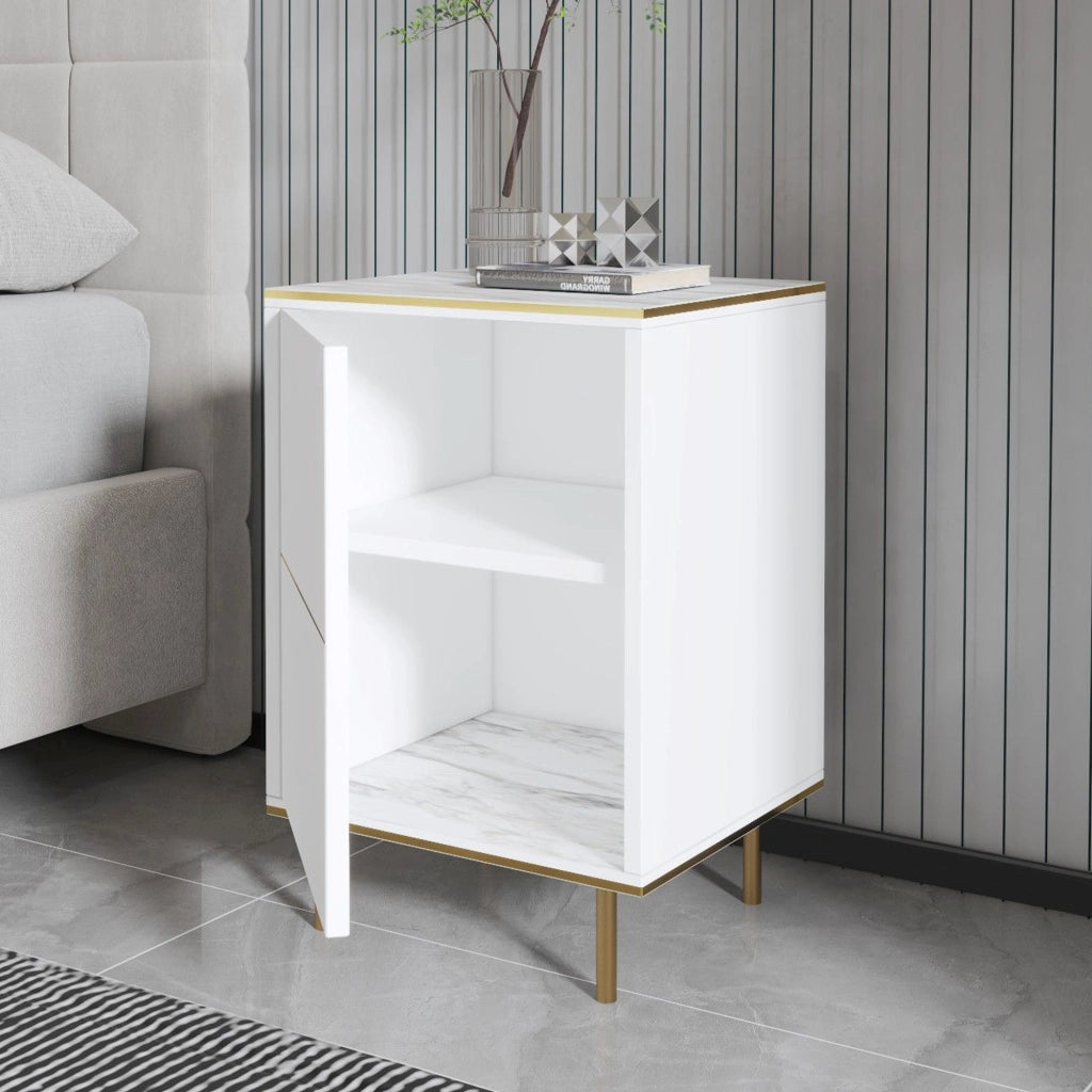 Vestone, Comodino un Ripiano, 40x35x60h cm Bianco