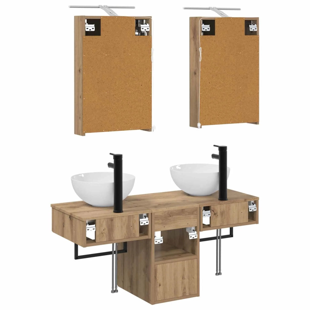 Set di Armadi da Bagno 5 pcs Rovere Artigianale 3406278