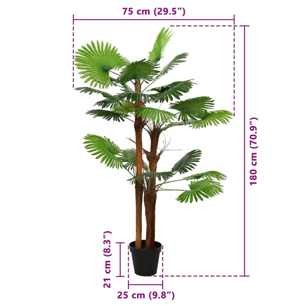 Albero di Palma Fan Artificiale Verde 75 x 25 x 180 cm 42042062