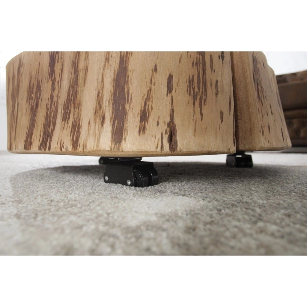Tavolino basso NOMA rotondo 60 cm in legno massiccio di acacia – Tavolino basso design con piede in metallo discreto