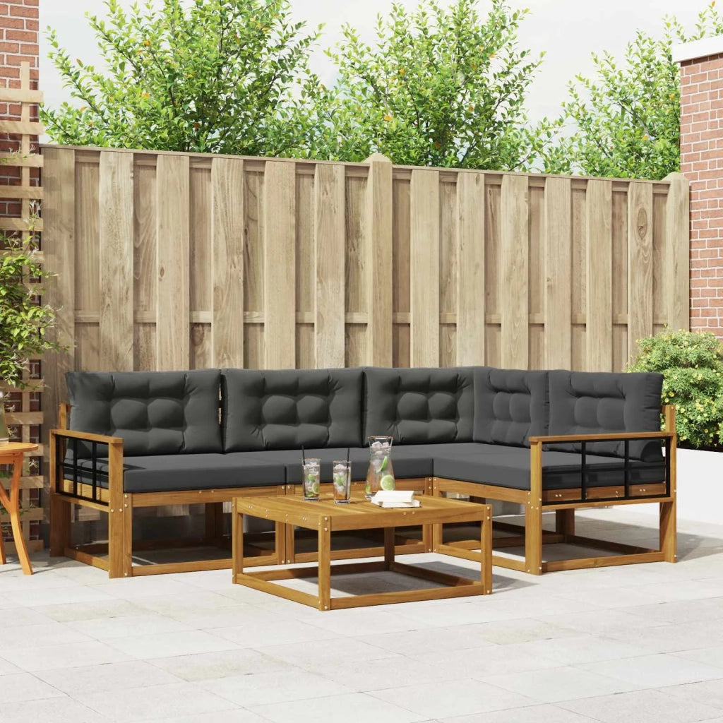 Set di divani da esterno con cuscino 5 pcs Naturale e Antracite