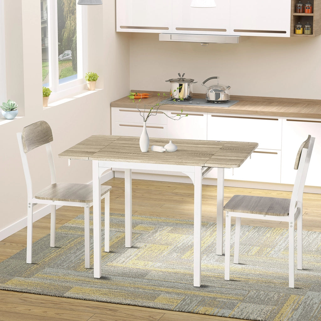 Set tavolo e sedie pieghevole da pranzo ¨C zephmum ¨C bianco e naturale, 110x70 cm
