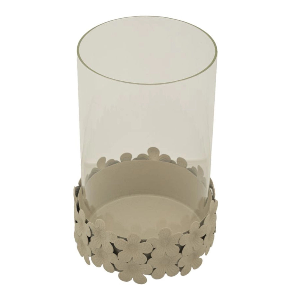 Portacandela VKH744, Beige, Metallo, 14x14x21 cm