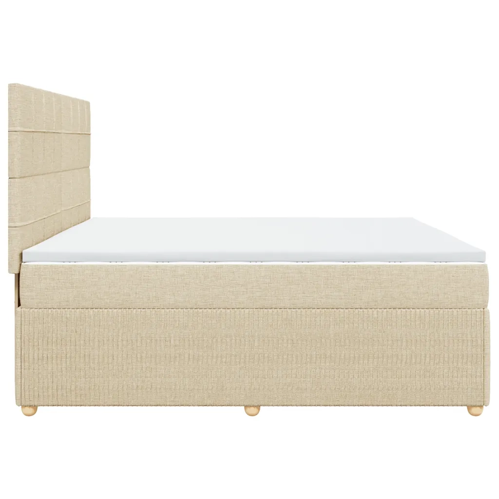 Giroletto a Molle con Materasso Crema 200x200 cm in Tessuto