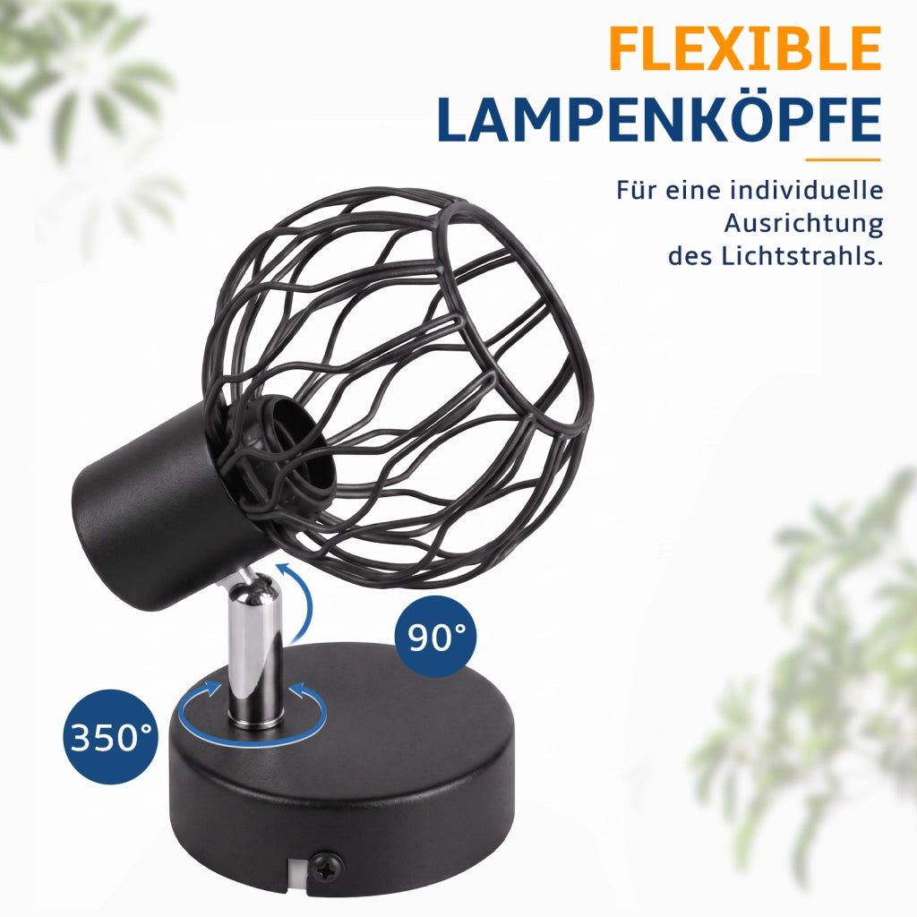 ZMH Faretto da soffitto 1 Luce Nero E14 Metall Orientabile 350¡ã per Corridoio Cucina Camera Senza Lampadina