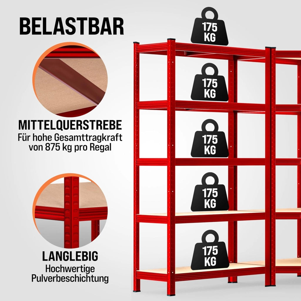 ® Scaffale Angolare Metallo 2625kg 15 Ripiani MDF Scaffalatura Metallica Scaffale Alta Portata Angolo Scaffali