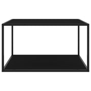 Tavolino da Salotto Nero con Vetro Nero 90x90x50 cm 322912