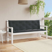 Cuscini Panca da Giardino 2pz a Quadri Nero 150x50x7 cm Tessutocod mxl 118264