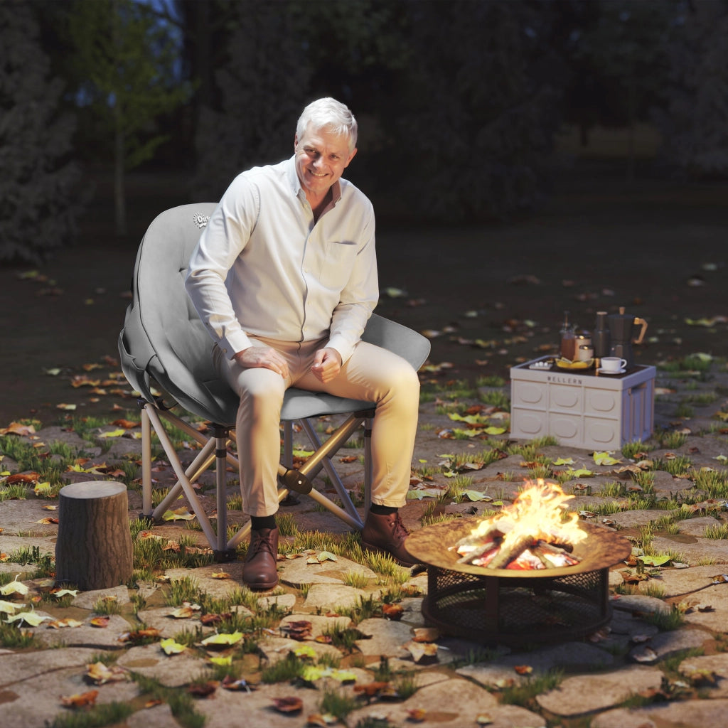 Sedia da Camping Pieghevole Leggera con Seduta Imbottita e Borsa ¨C zephmum ¨C Grigio Scuro