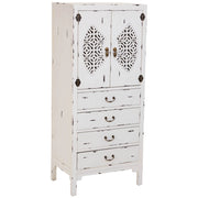 Mobiletto in legno con 4 cassetti e 2 ante, bianco, 60x40x140h cm