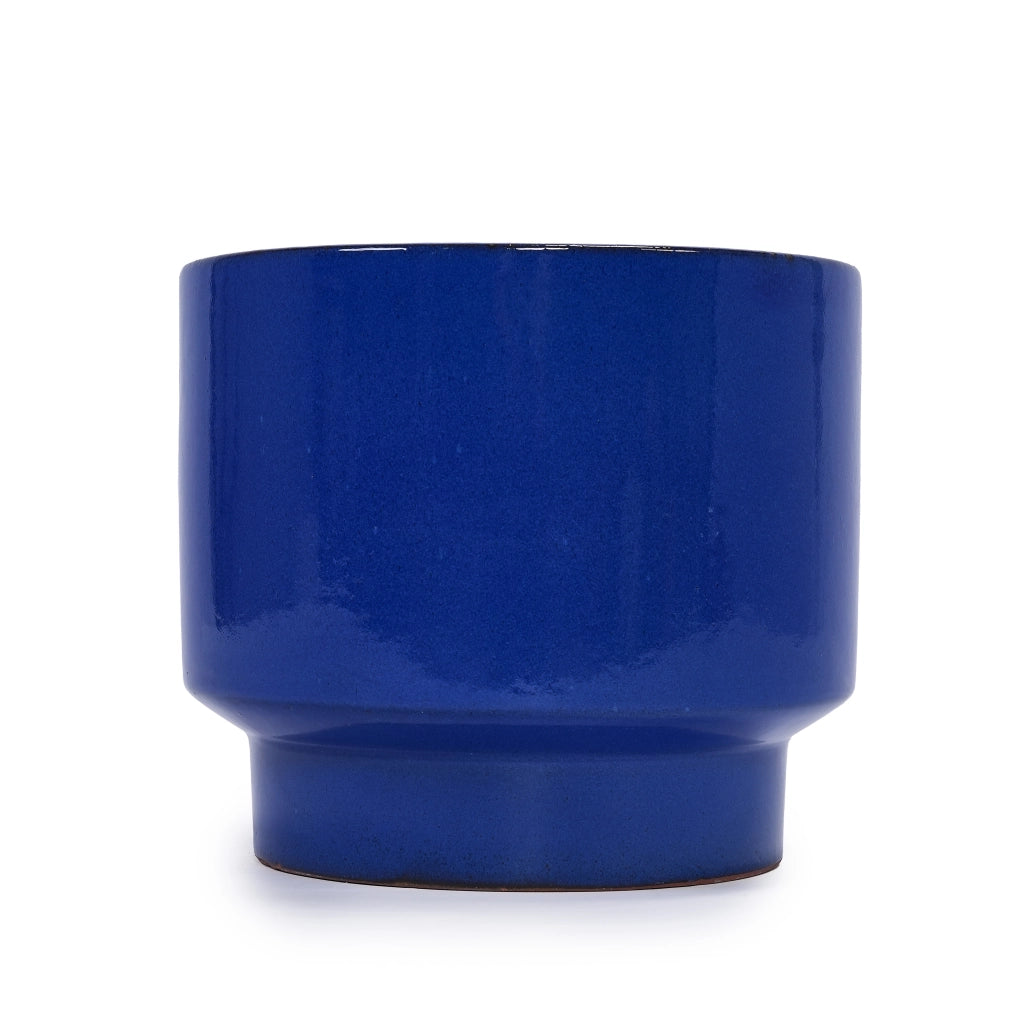 Fioriera in ceramica con foro di drenaggio finitura lucida blu verde anticato per interno ed esterno 49 × 49 × 45,5 cm