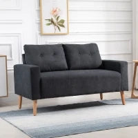 Divano 2 Posti Moderno in Stile Nordico con Schienale Trapuntato in Tessuto, 145x76x88 cm, Grigio