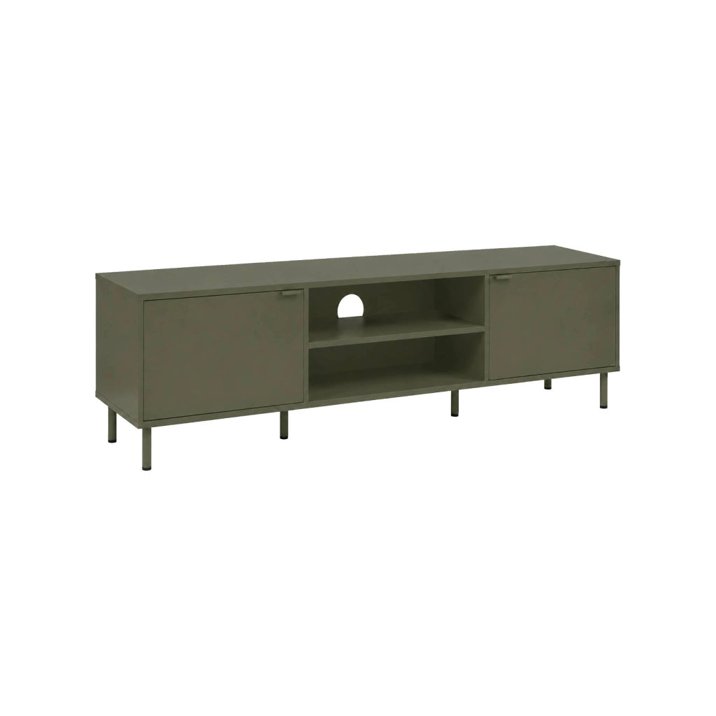 Mobile tv decorativo in legno e metallo, 160 cm, verde kaki