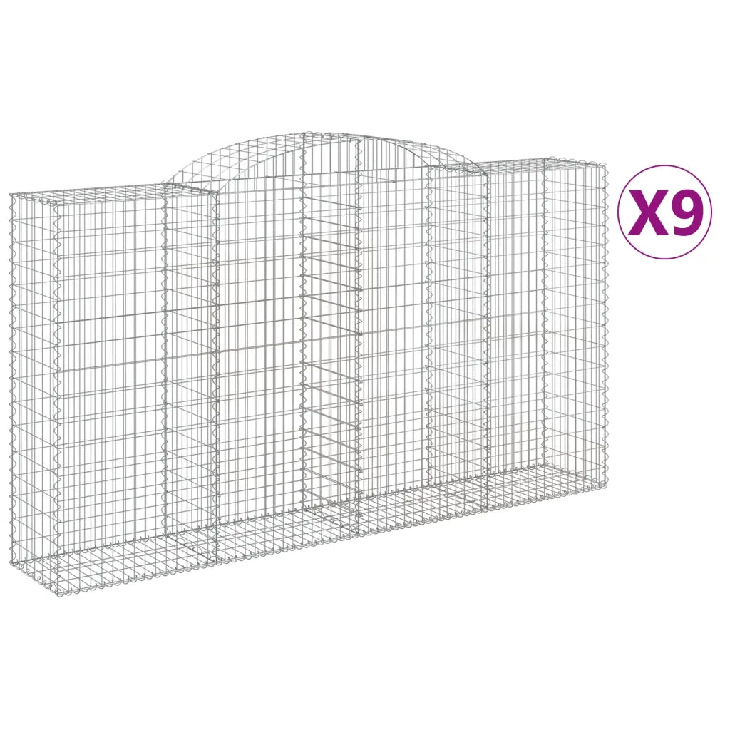 Cesti Gabbioni ad Arco 9 pz 300x50x160/180 cm Ferro Zincato 3146762