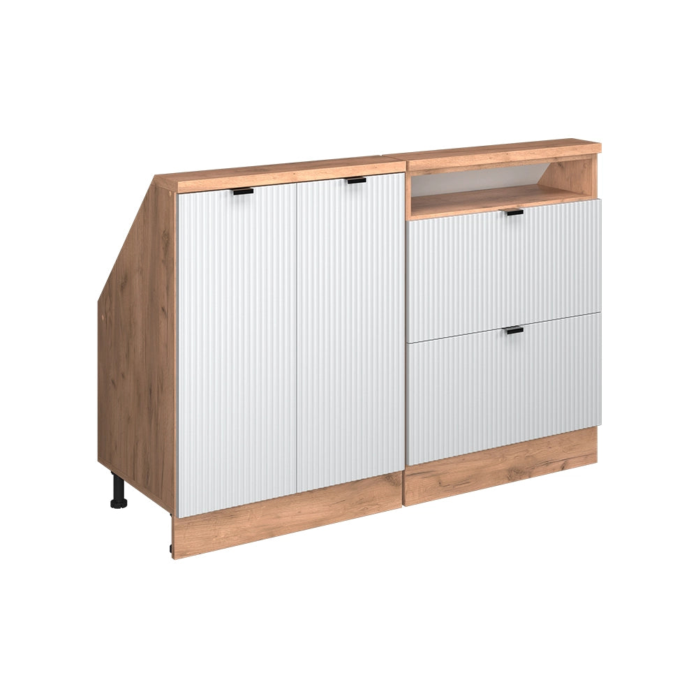 Set di mobili sottotetto Rion Ondulazione bianca/Rovere dorato 120 cm Set di 2 Vicco