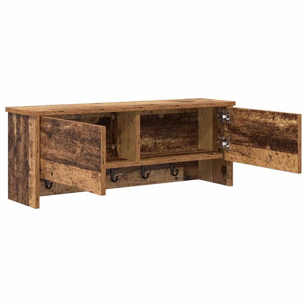 Appendiabiti a muro con porta Legno vecchio 80 x 20 x 30 cm 874345