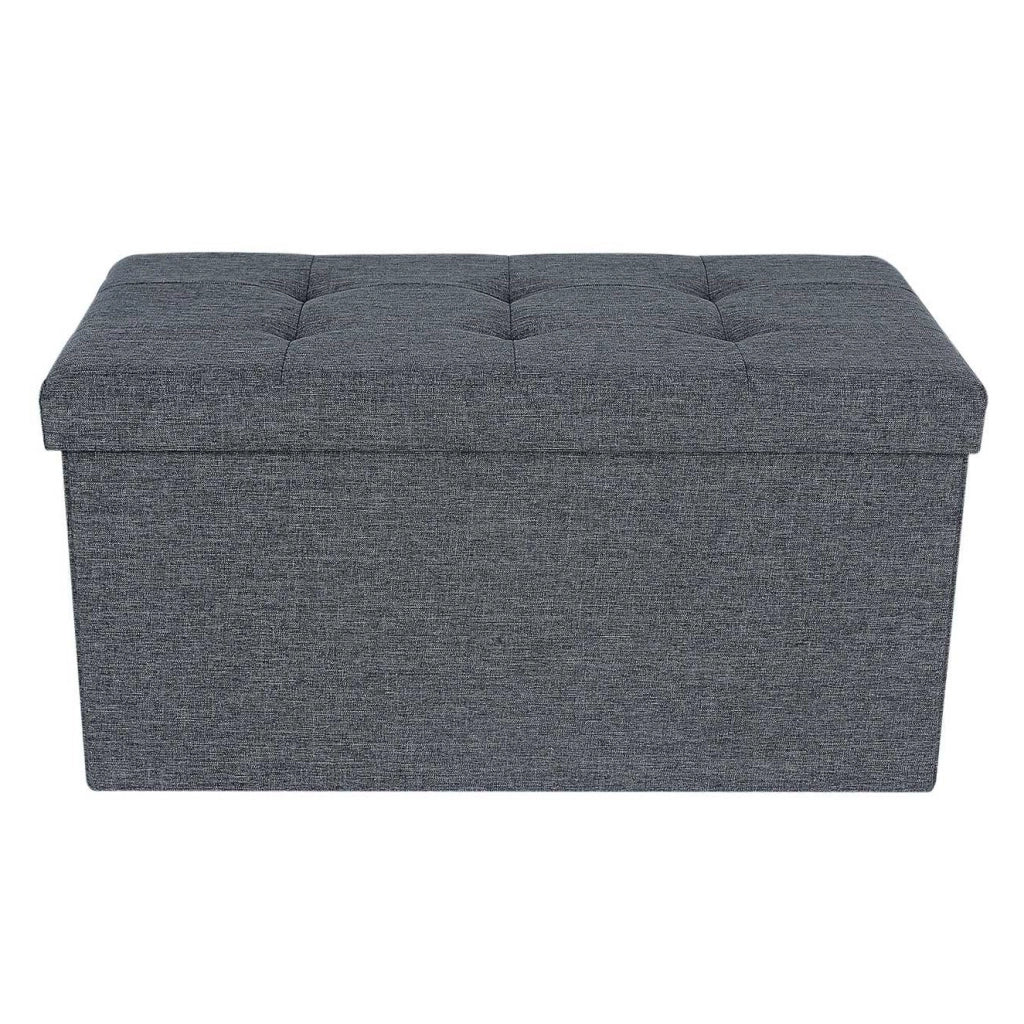 Pouf portaoggetti pieghevole 76 x 38 x 38 cm max. carico di 300 kg di tessuto grigio scuro 12_0003114