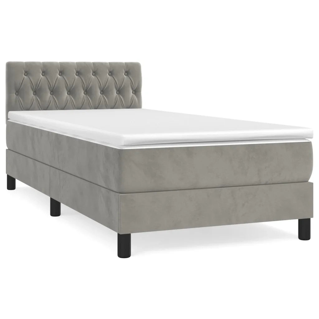 Giroletto a Molle con Materasso-Struttura Letto Grigio Chiaro 90x190 cm Velluto 626316