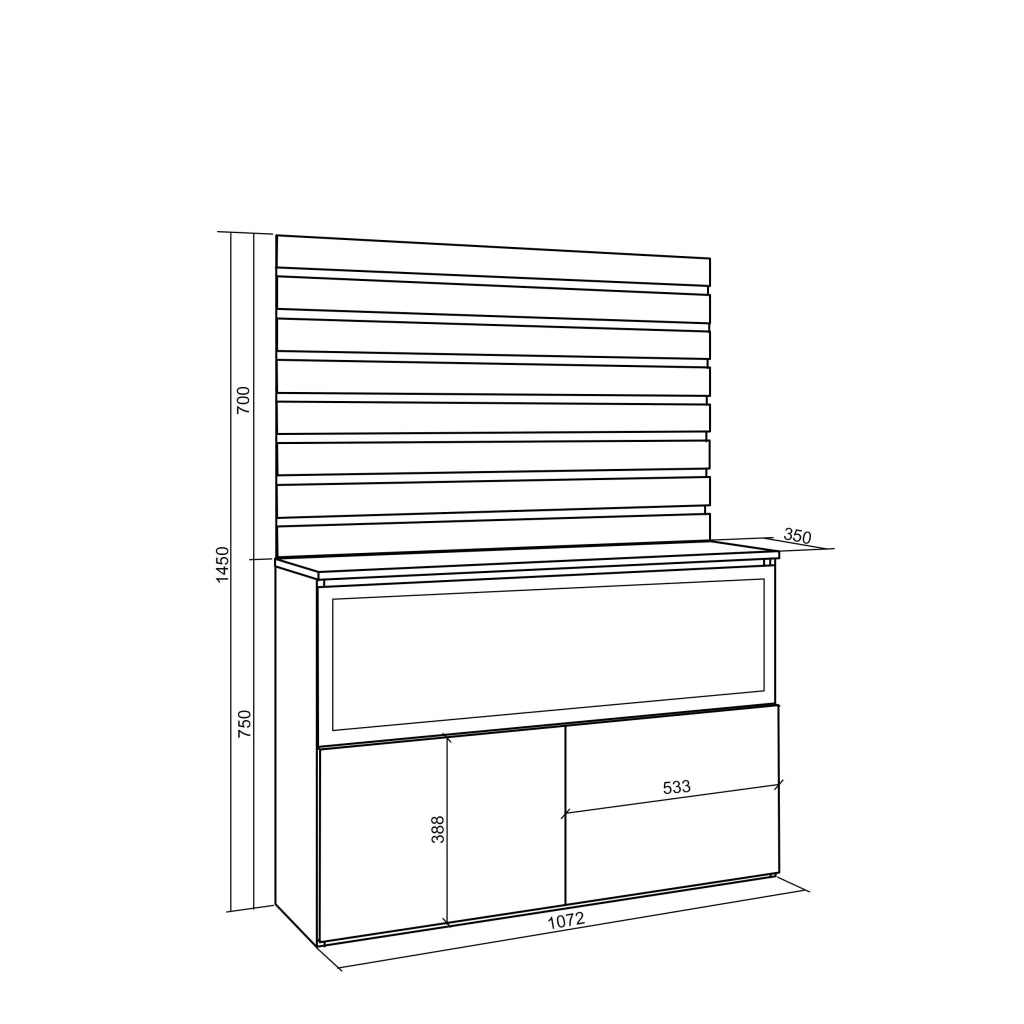 Credenza, 107x35x145cm, Camera da letto, Camino elettrico XXL, colore Rovere RF3418