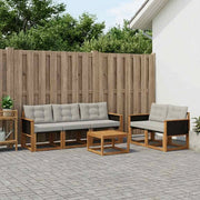 Set di divani da esterno 7 pz Naturale e Grigio Chiaro 3381783