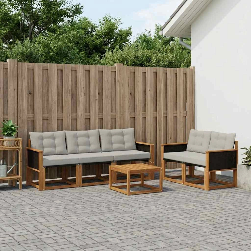 Set di divani da esterno 7 pz Naturale e Grigio Chiaro 3381783