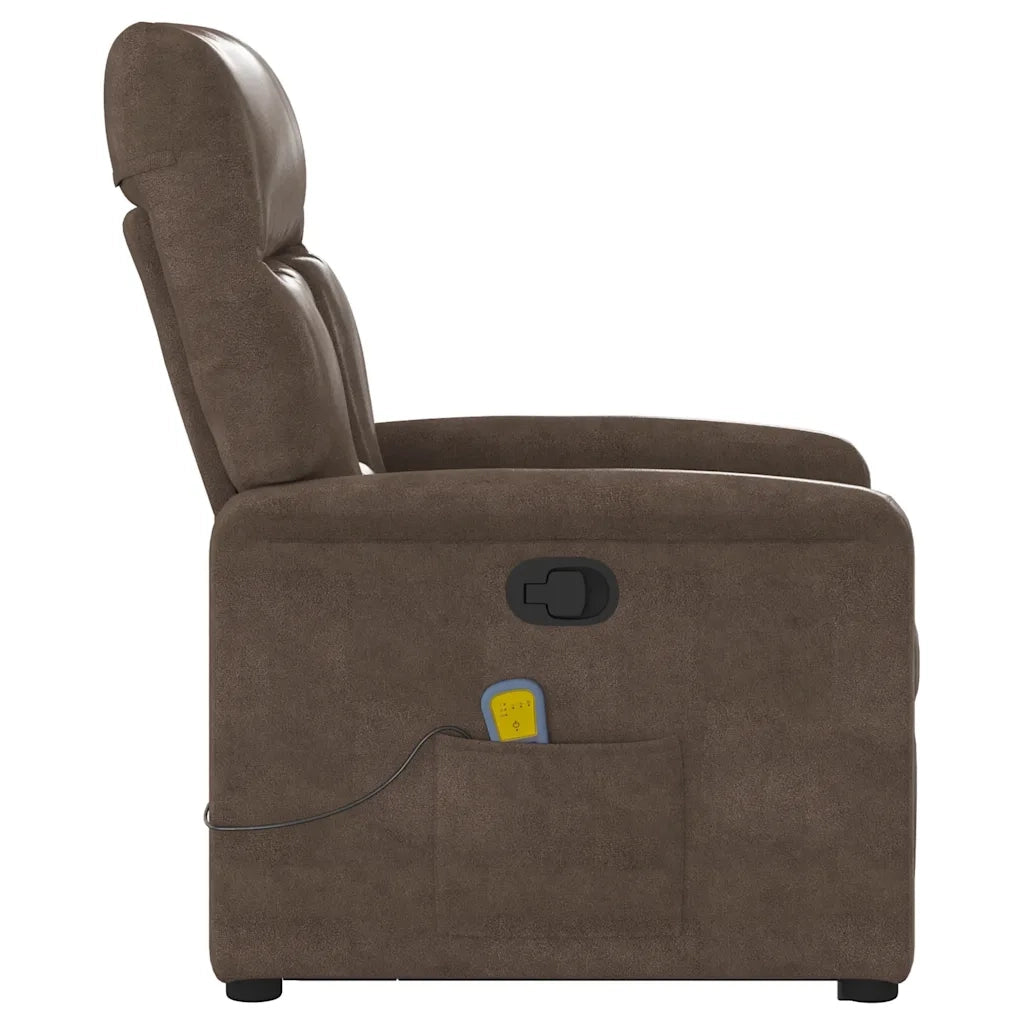 Poltrona Alzapersona Reclinante Massaggiante Marrone Microfibra 3303093
