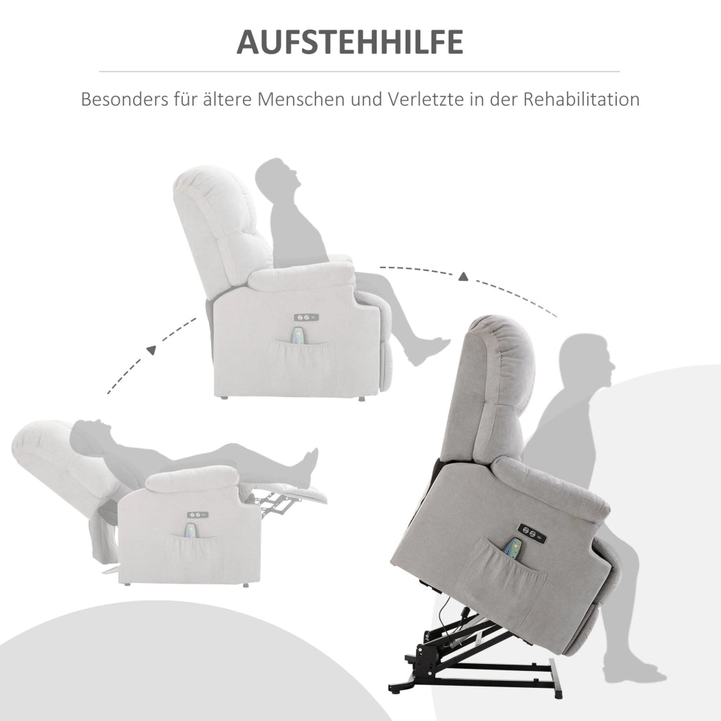 POLTRONA RELAX ALZAPERSONA RECLINABILE 160° GRIGIO CON USB