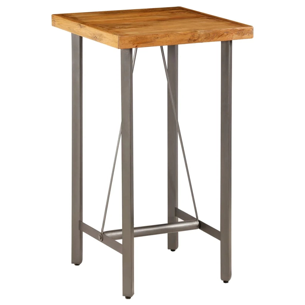 Tavolo alto stile bar/bistrot in teak massello riciclato quadrato marrone 107 cm 0902121