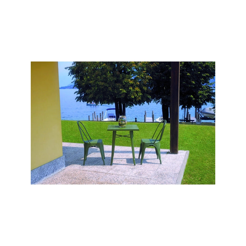 Set Di 2 Tavoli Lamiera 60X60 Verde Militare Moia