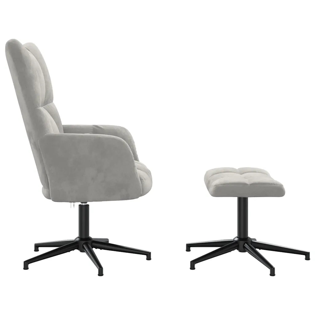 Poltrona Relax con Poggiapiedi Grigio Chiaro in Velluto cod mxl 36583