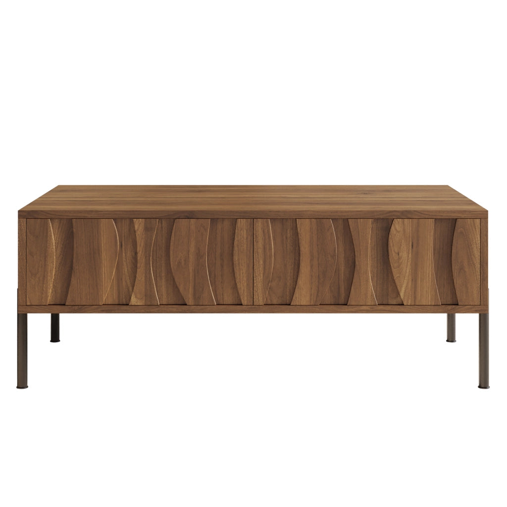 Set di Mobili da Soggiorno con 1 Mobile TV e 1 Tavolino da Caff??; Contenimento; Stile Wabi-Sabi; MDF; Legno Naturale